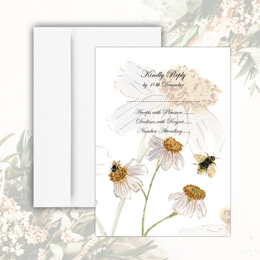 Daisies RSVP Card (White)