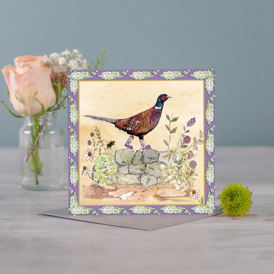 Pheasant Bouquet Boots Greeting Card - Pack of 6