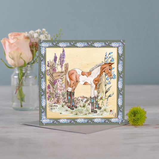 Foal Bouquet Boots Greeting Card - Pack of 6