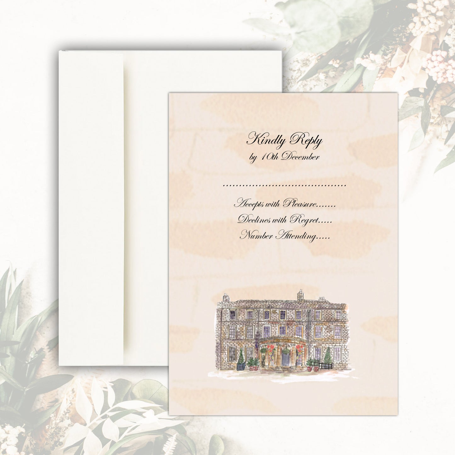 Beamish Hall RSVP Card (Beige)