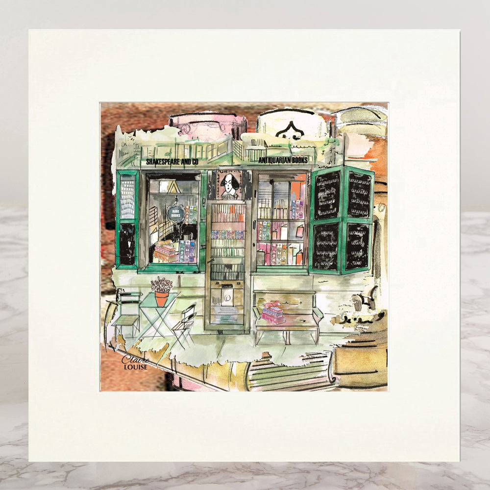 Shakespeare Bookshop Mounted Print