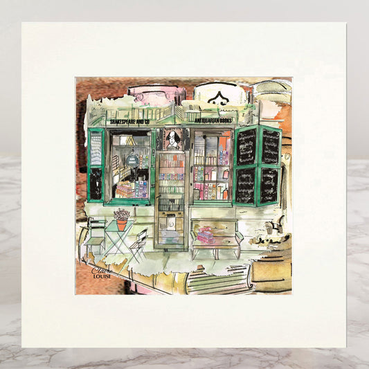 Shakespeare Bookshop Mounted Print