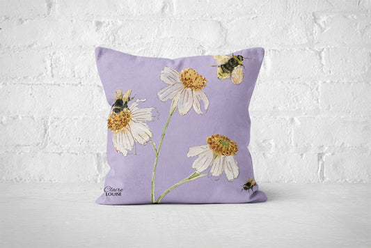 Botanical Lilac Daisies Cushion