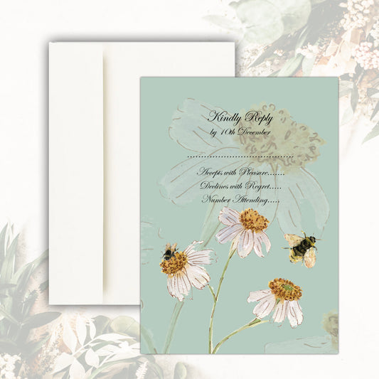 Daisies RSVP Card (Green)