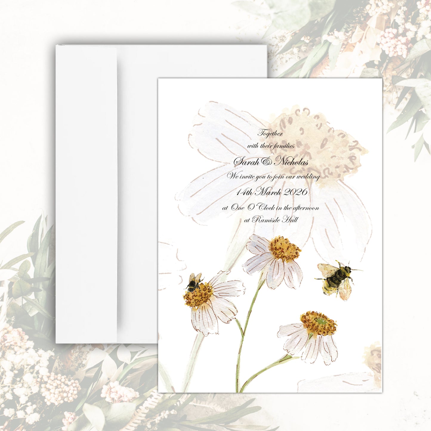 Daisies Wedding Invitation (White)
