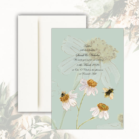 Daisies Wedding Invitation (Green)