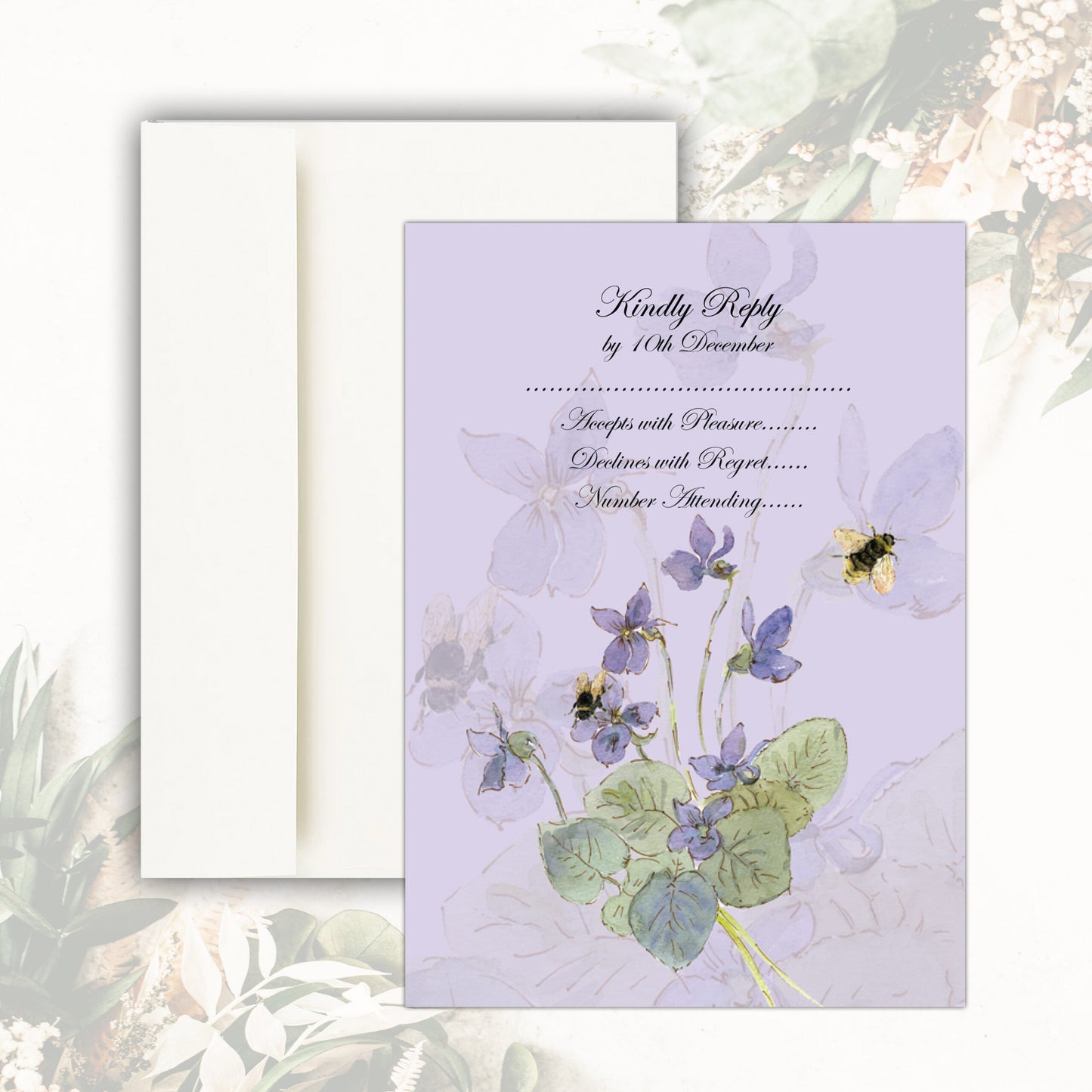 Morning Glories RSVP Card (Lilac)