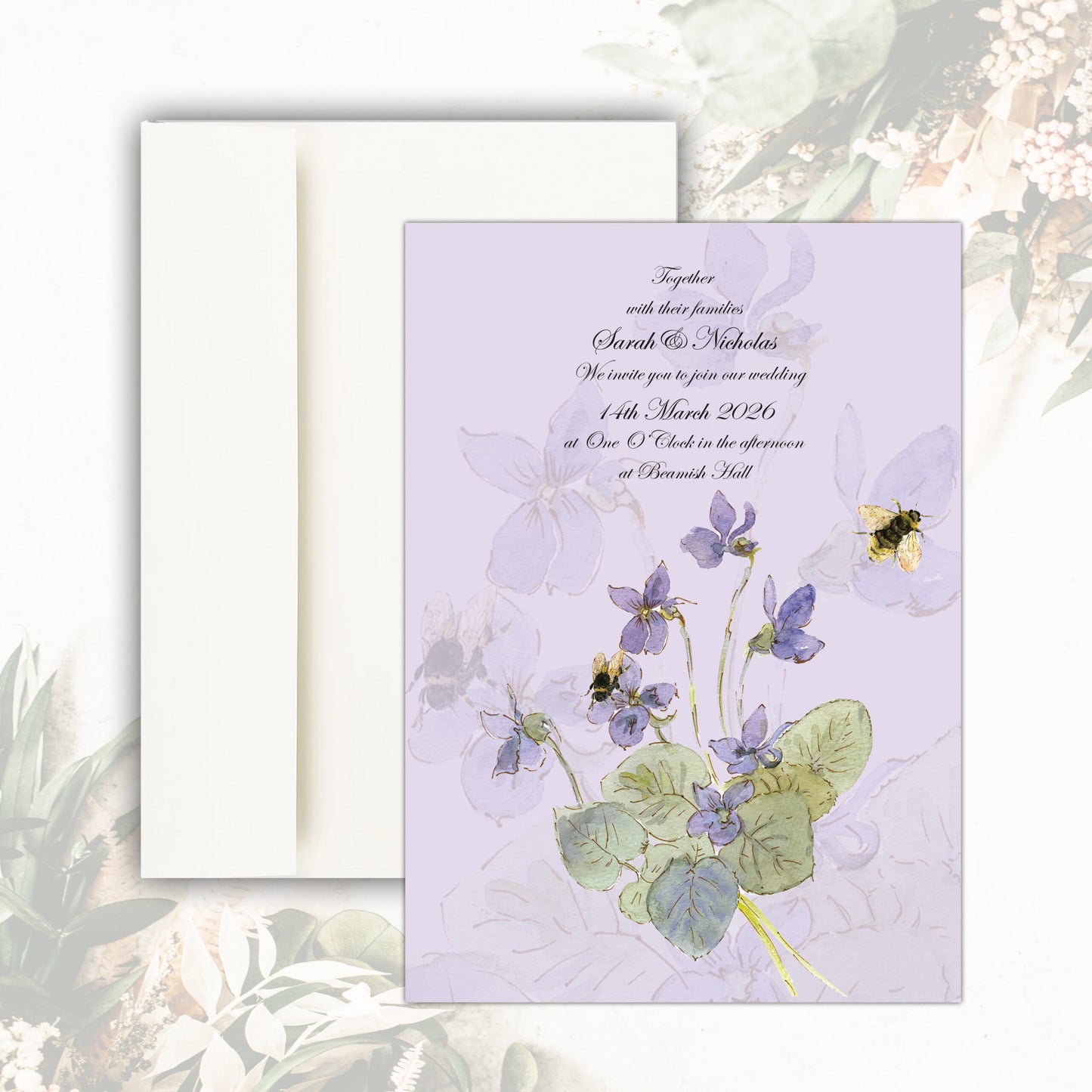 Morning Glories Wedding Invitation (Lilac)