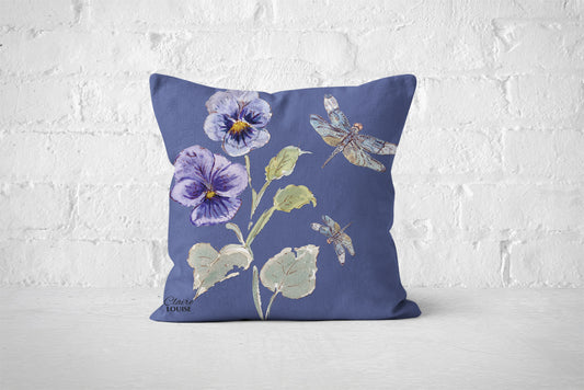 Botanical Marlin Pansies Cushion