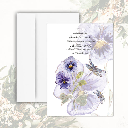 Pansies Wedding Invitation (White)