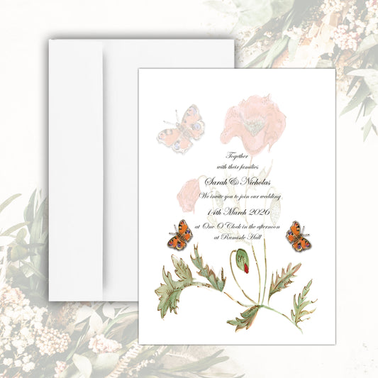 Poppies Wedding Invitation (White)