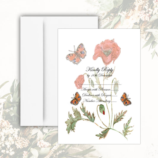 Poppies RSVP Card (White)