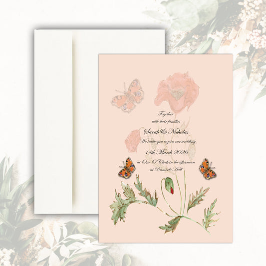 Poppies Wedding Invitation (Nude)