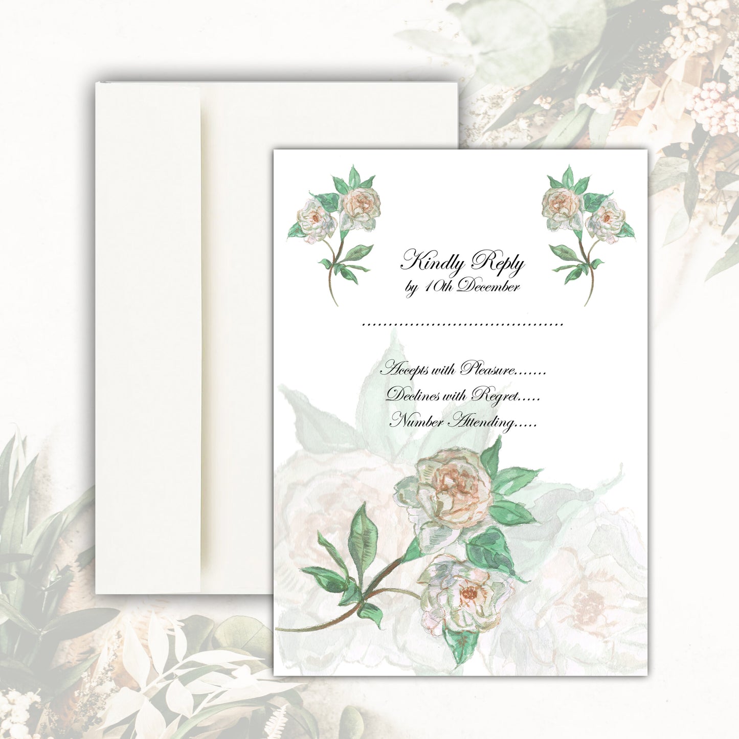 Botanical Rose RSVP Card