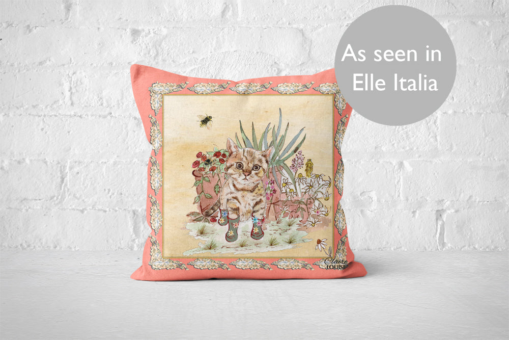 Pussycat Bouquet Boots Gift Cushion
