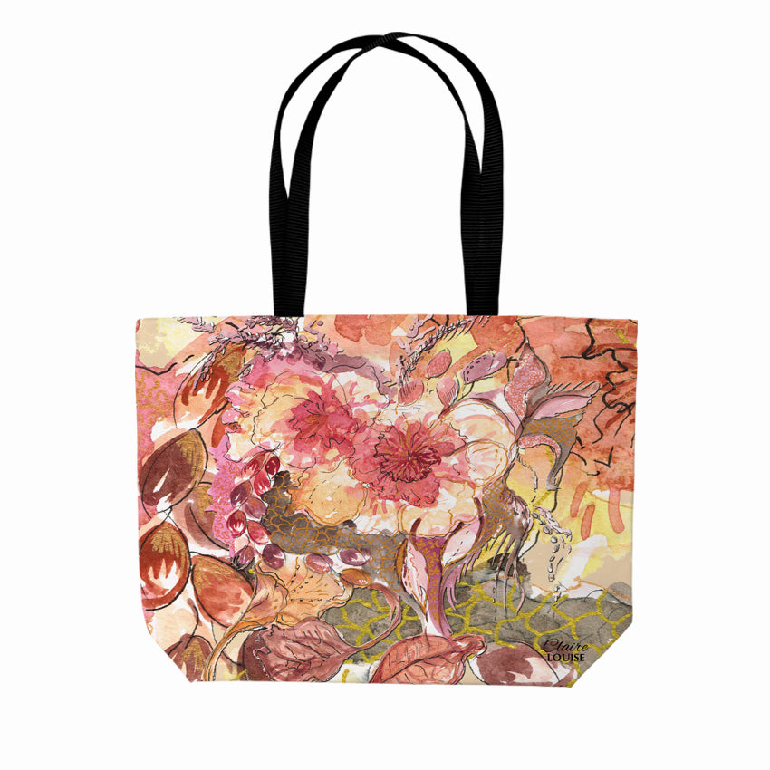 Burnt Sienna Bloom double sided print shopper