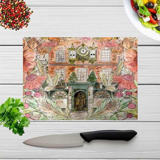 Fortnums In Full Bloom Glass Chopping Board