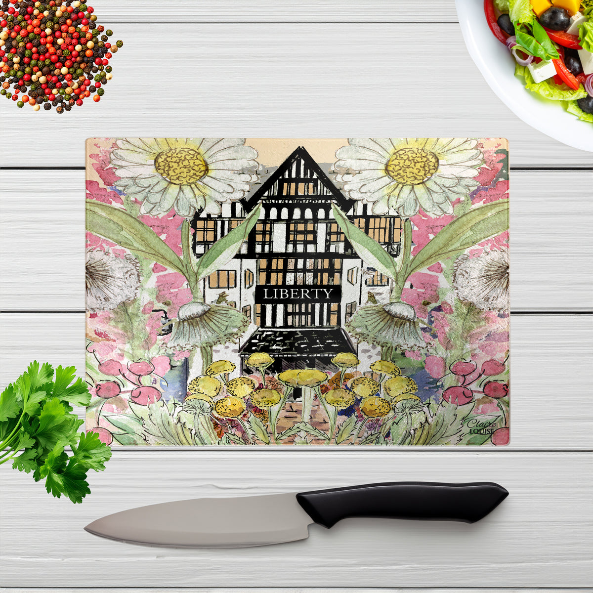 Liberty In Full Bloom Glass Chopping Board