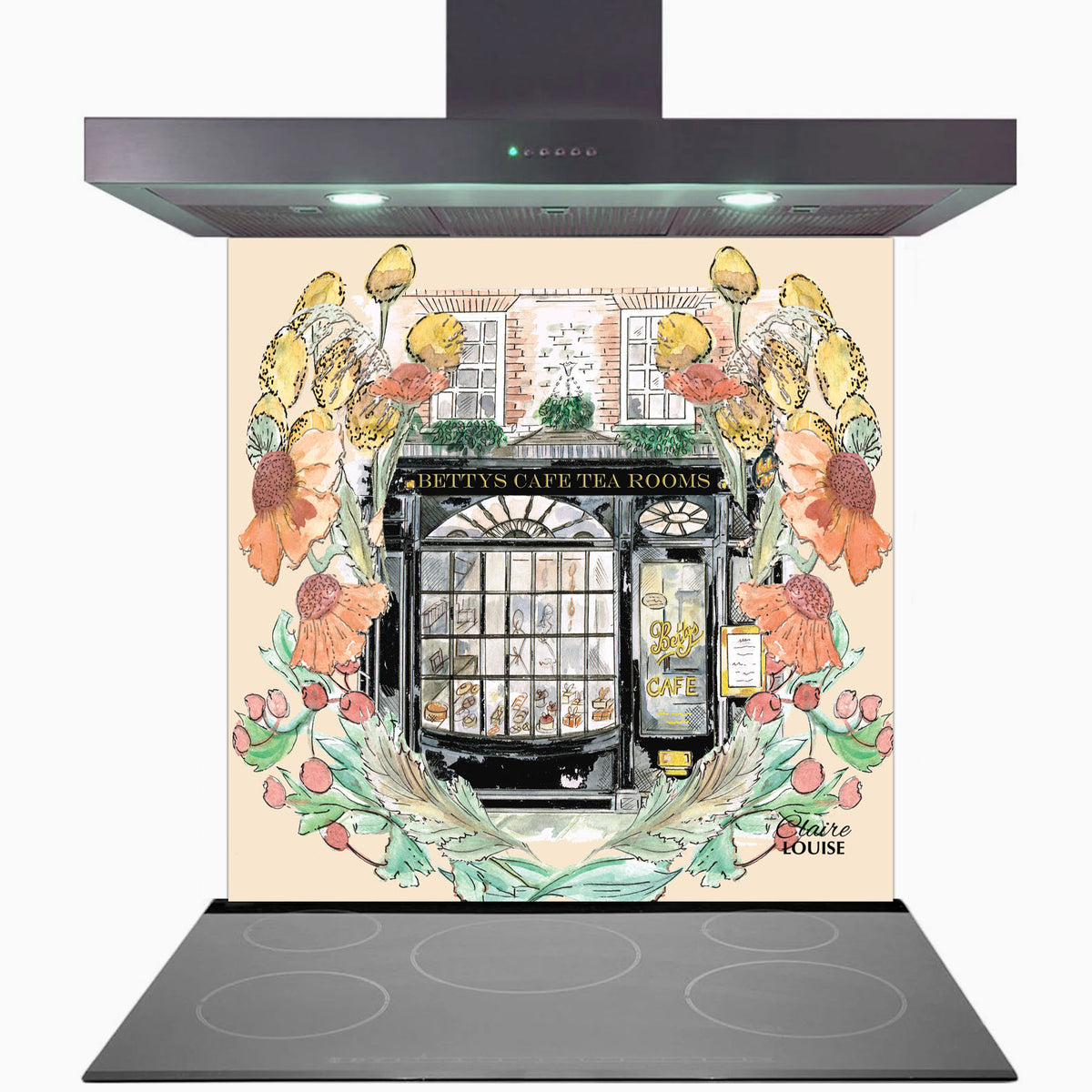 Bettys in Full Bloom Kitchen Glass Splashback