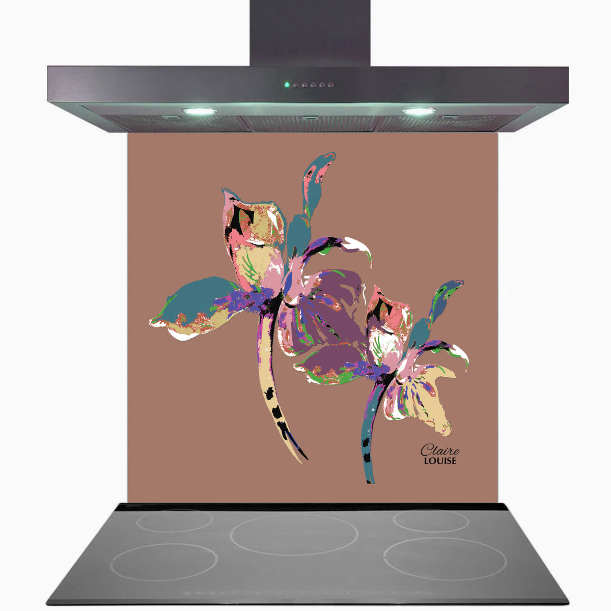 Mocha Mousse Iris Kitchen Glass Splashback
