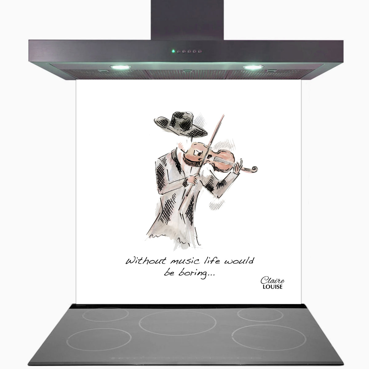 Without music life would be boring Kitchen Glass Splashback