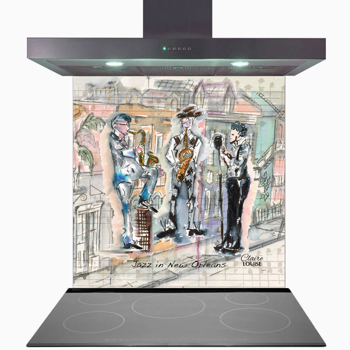 Jazz in New Orleans Kitchen Glass Splashback
