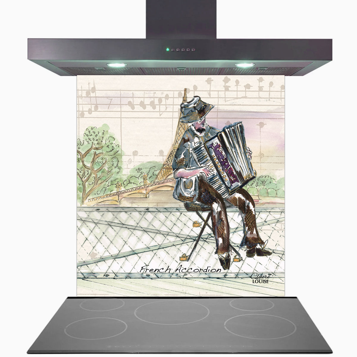 French Accordion Ambience Kitchen Glass Splashback
