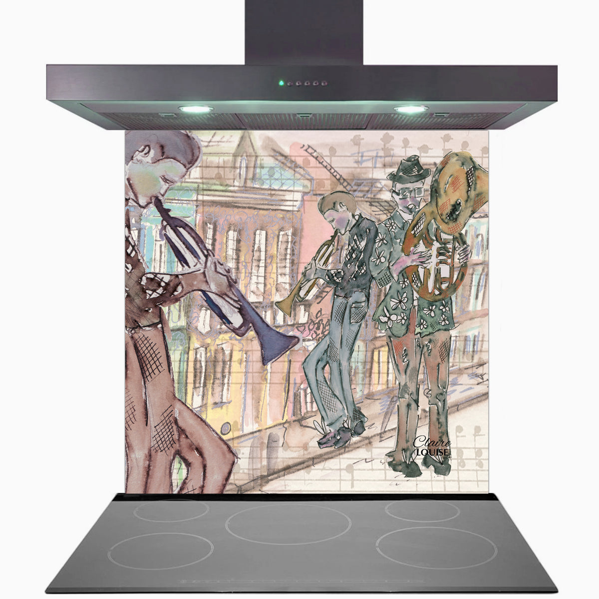 Play the Trumpets in Havana Kitchen Glass Splashback