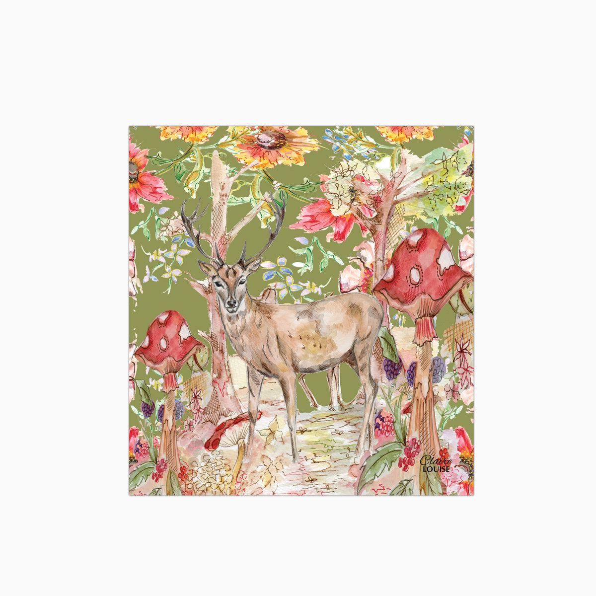 Whimsical Stag Kitchen Glass Splashback