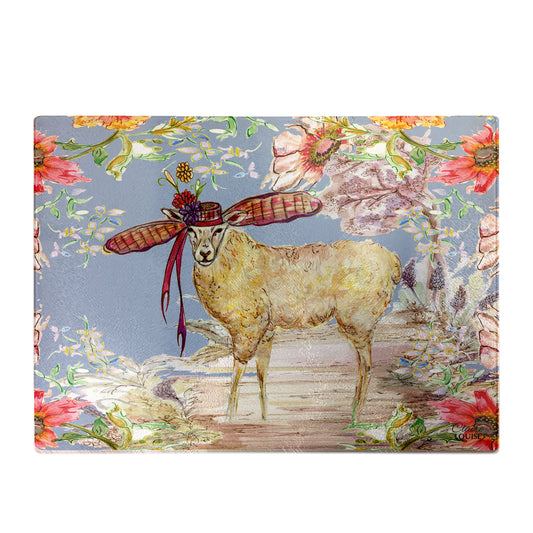 Whimsical Sheep Glass Chopping Board