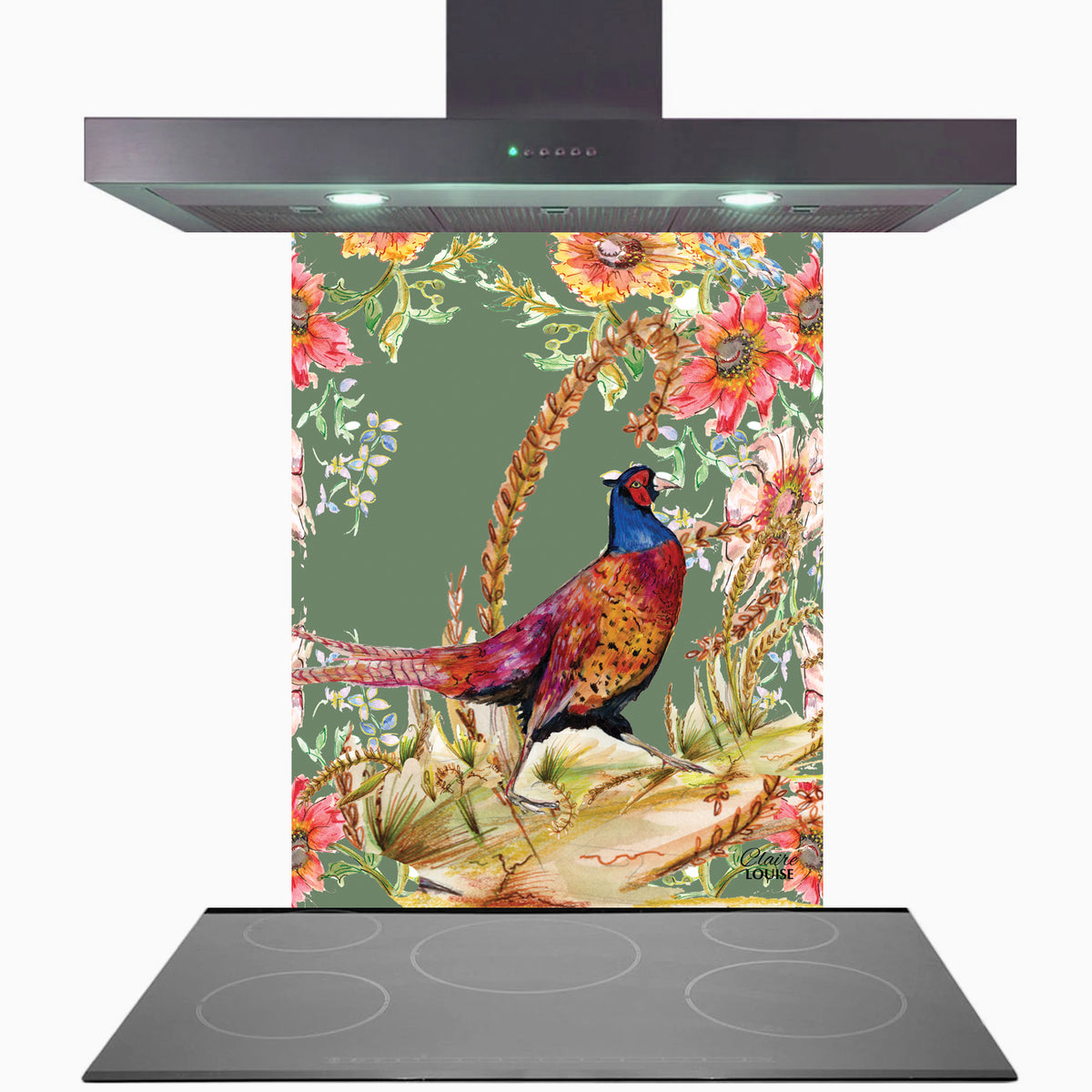 Whimsical Pheasant Kitchen Glass Splashback
