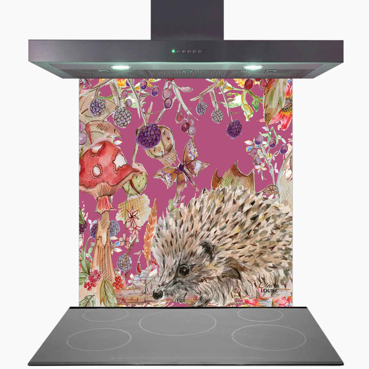 Whimsical Hedgehog Kitchen Glass Splashback