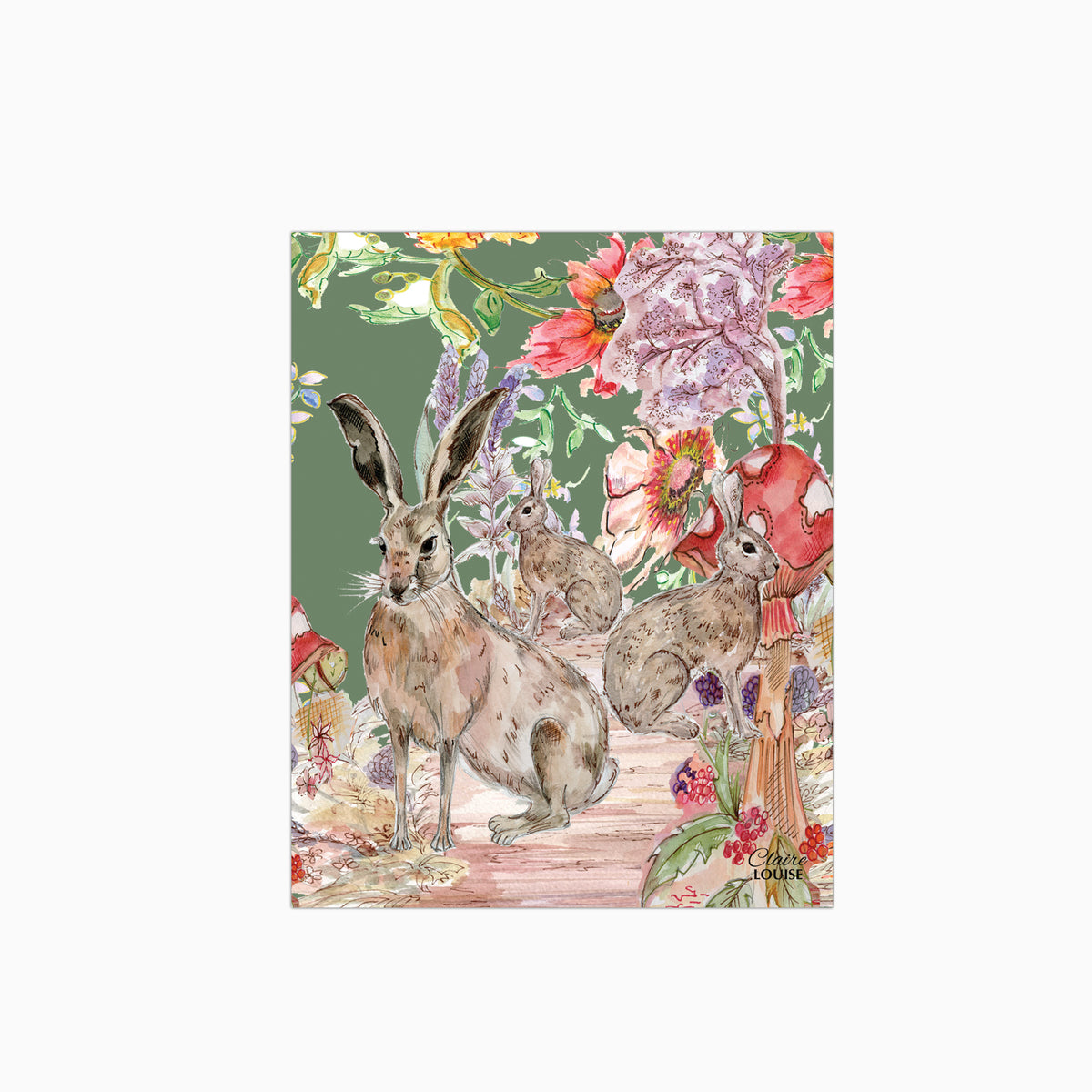 Whimsical Hare Kitchen Glass Splashback