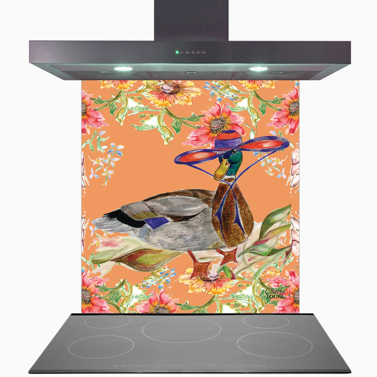 Whimsical Duck Kitchen Glass Splashback
