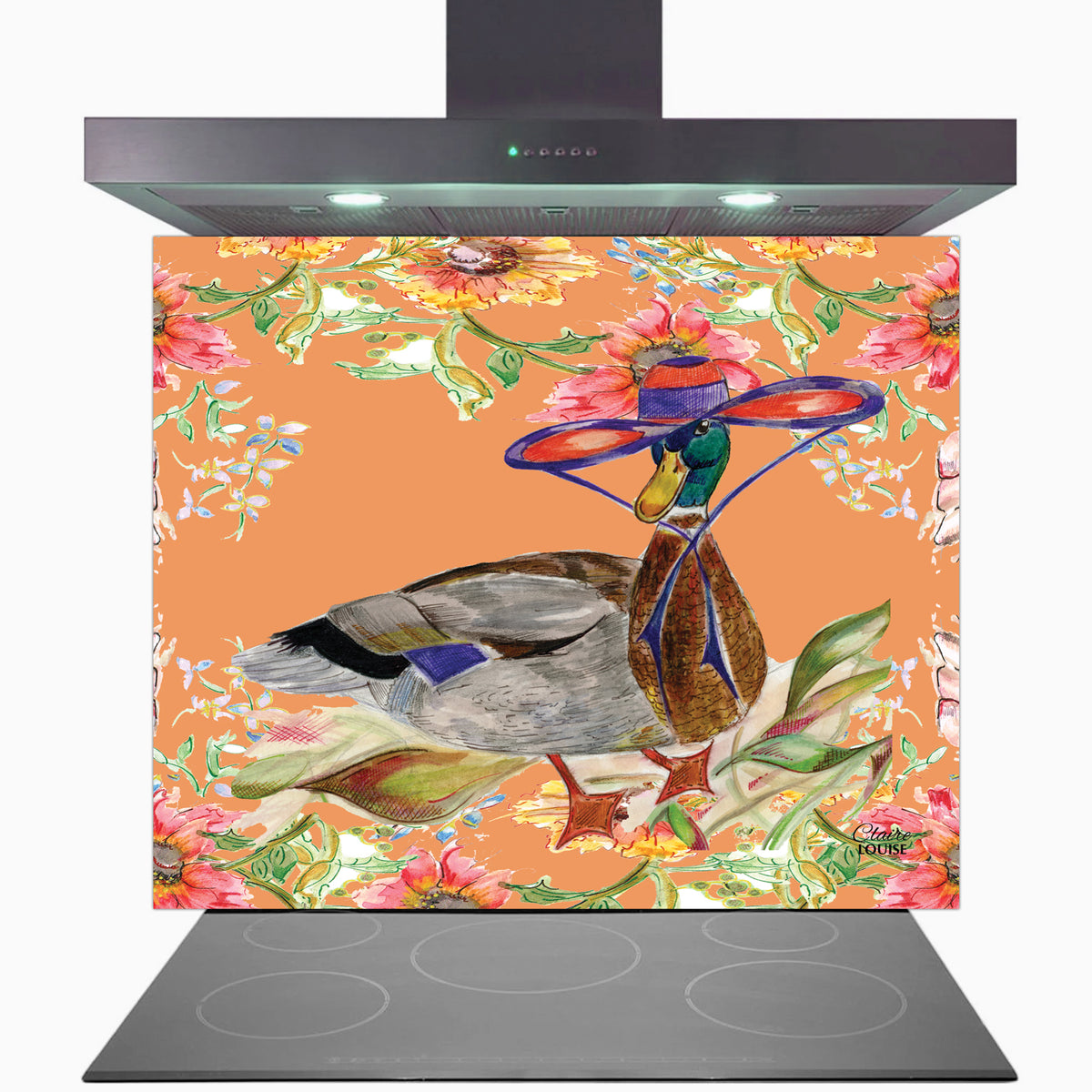 Whimsical Duck Kitchen Glass Splashback