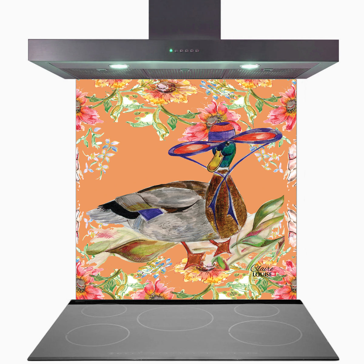 Whimsical Duck Kitchen Glass Splashback