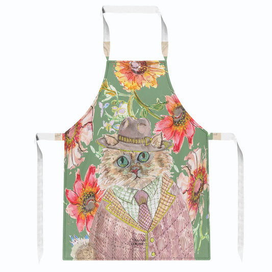 Cottage Floral Cat Kitchen Apron