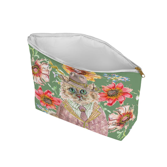 Cottage Floral Cat Cosmetic Bag