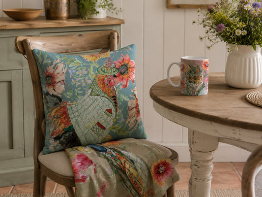 Cottage Floral Cockerel Cushion