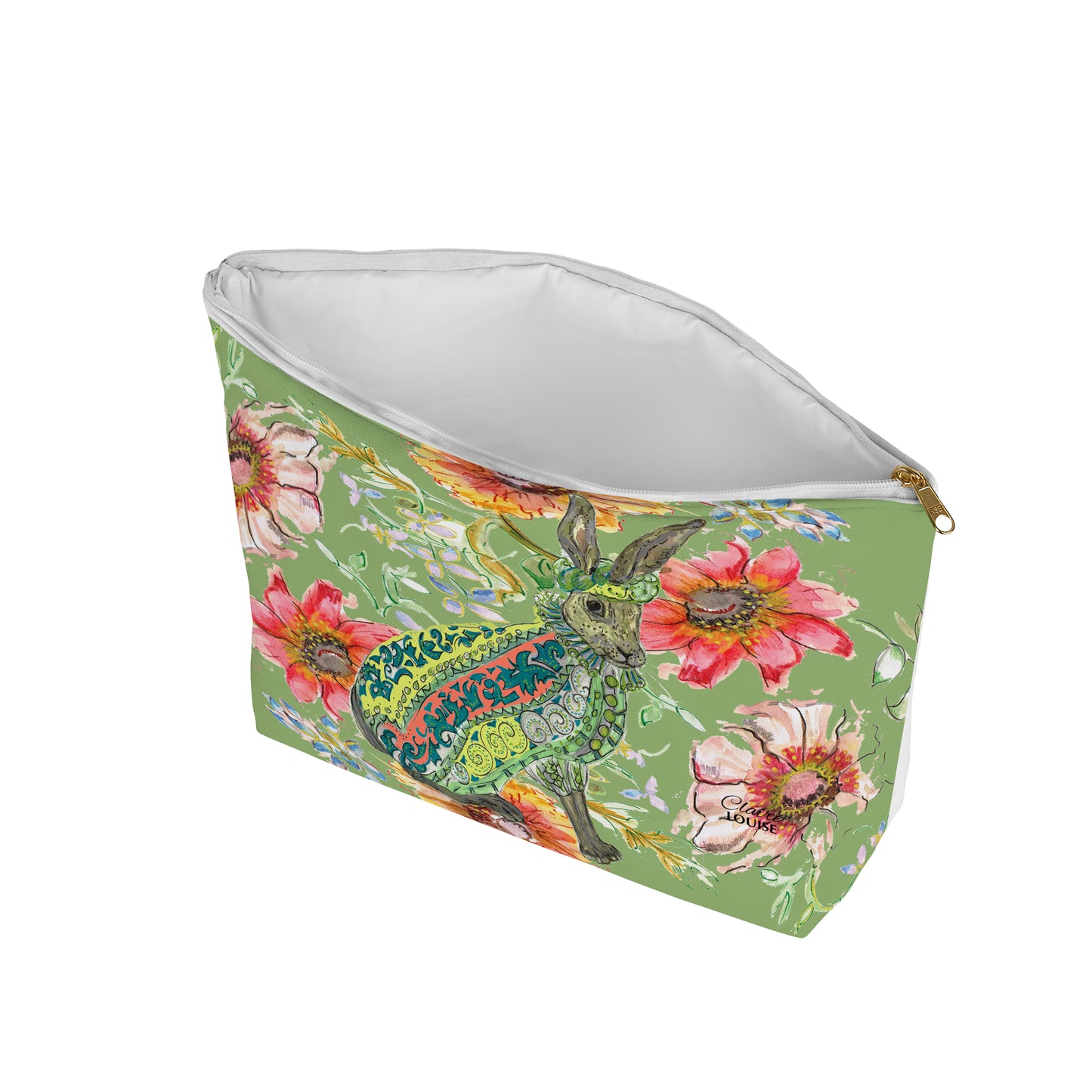 Cottage Floral Ornate Hare Cosmetic Bag