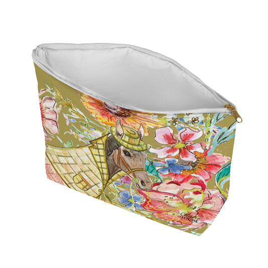 Cottage Floral Horse Cosmetic Bag