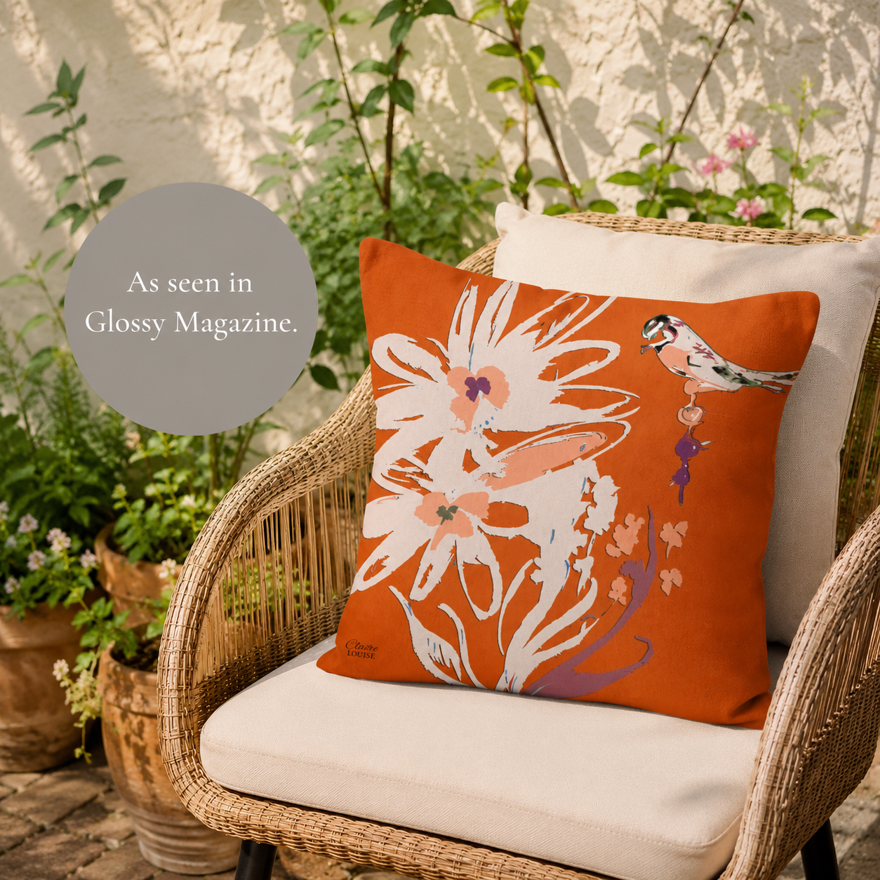 Flora Burnt Orange Outdoor Cushion