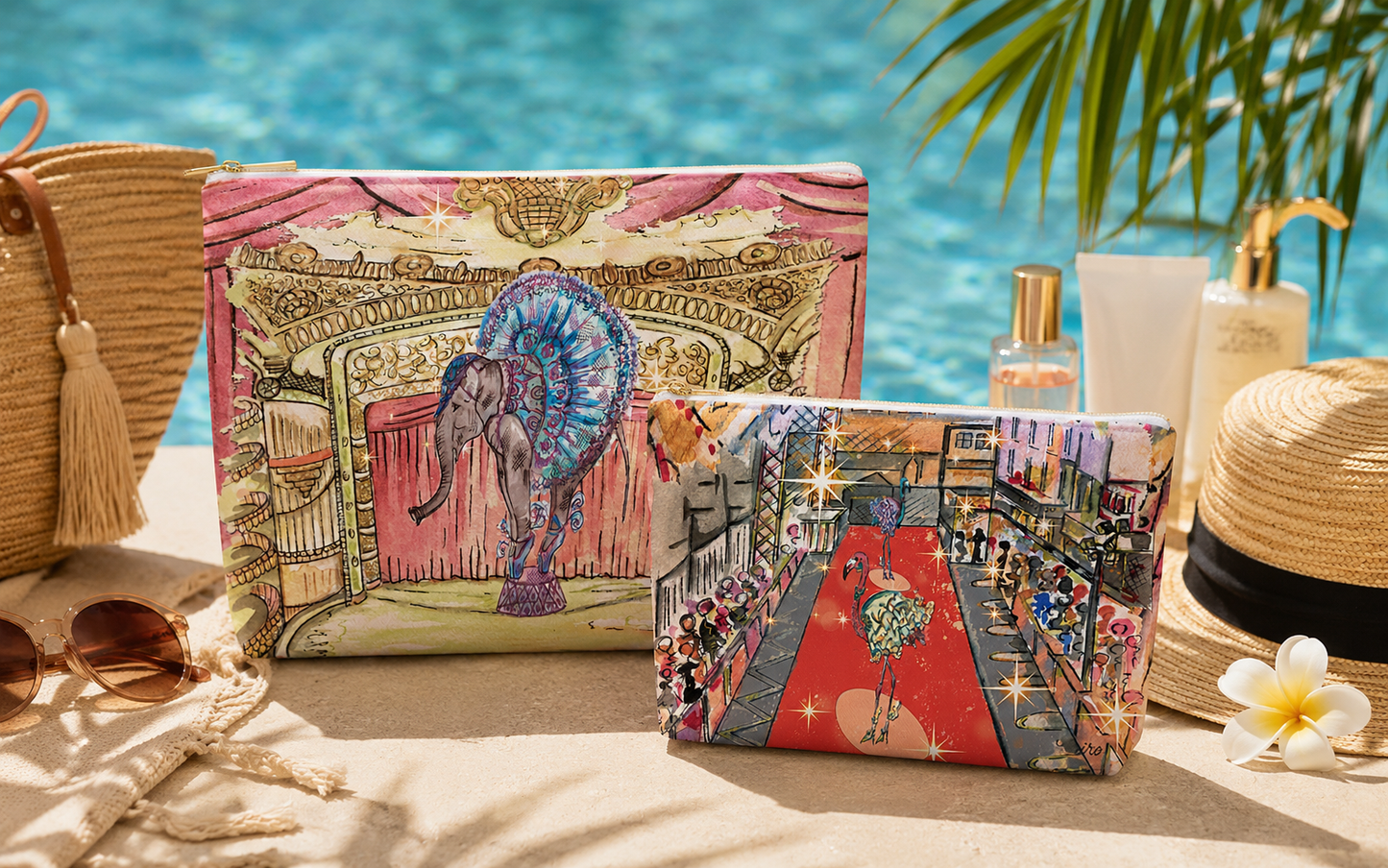 Elephant In The City Cosmetic Bag