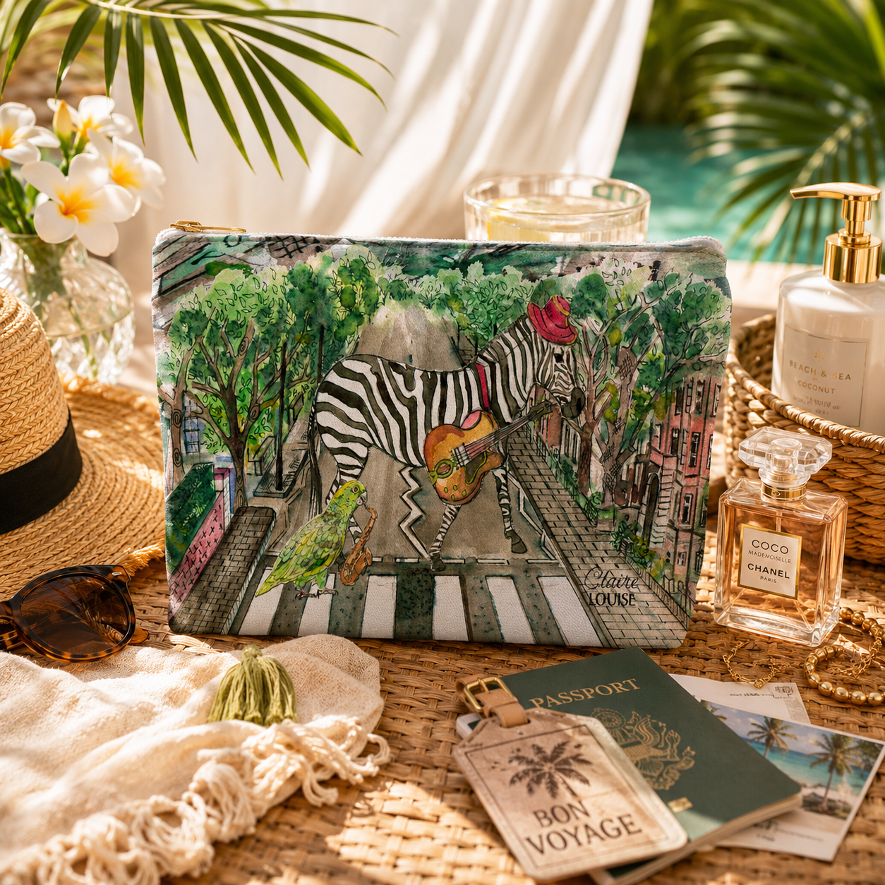 Zebra In The City Cosmetic Bag