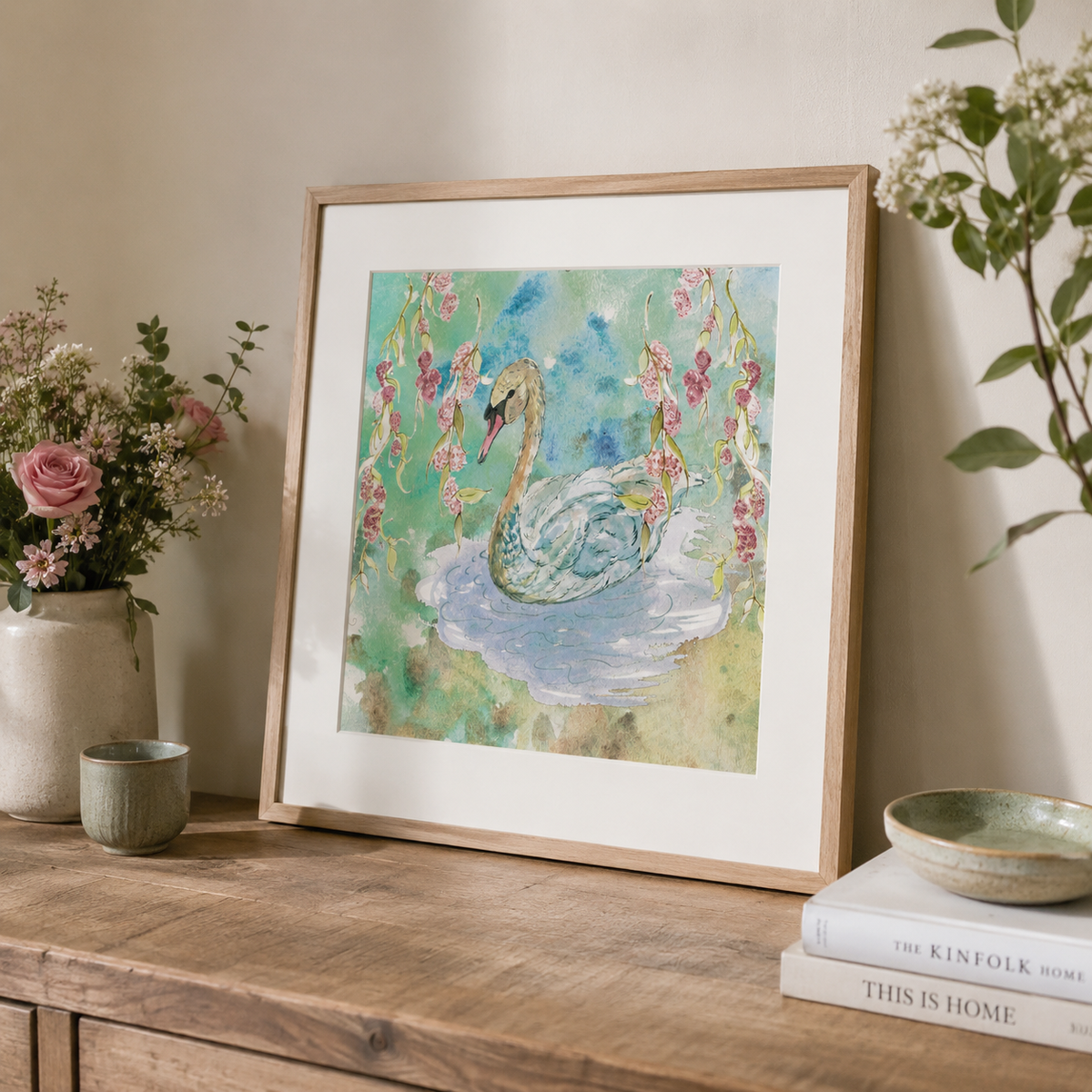 The Swan Garden Mounted Print