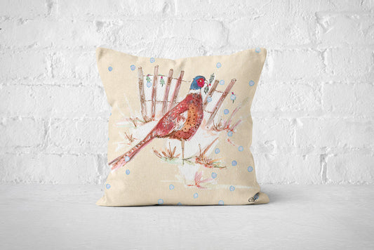 Christmas Pheasant Cushion