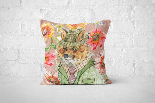 Cottage Floral Fox Cushion
