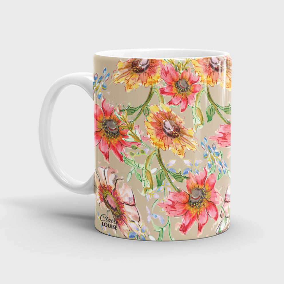 Cottage Floral Beige Ceramic Mug