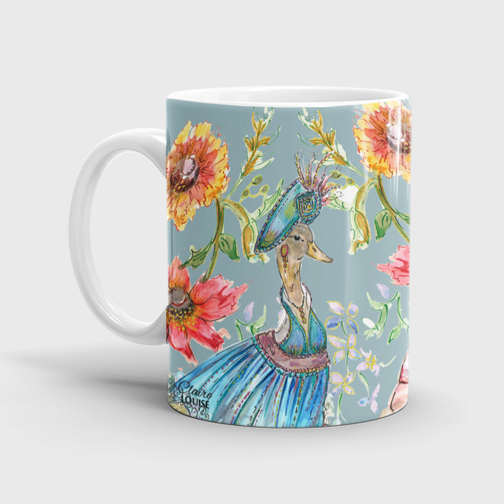 Cottage Floral Duck Ceramic Mug