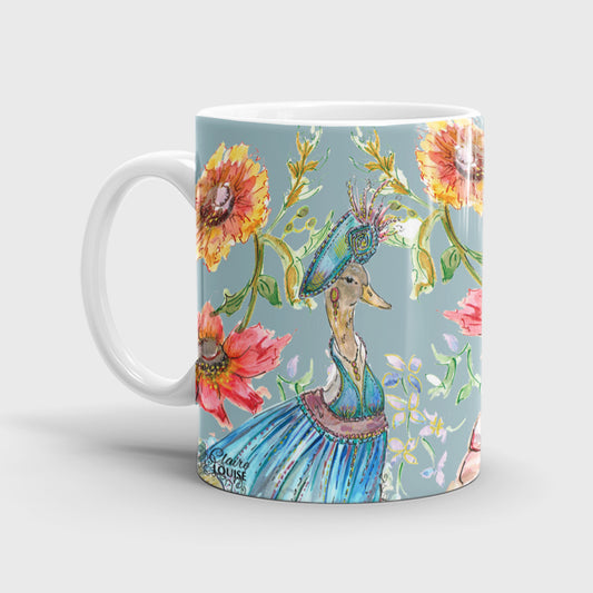Cottage Floral Duck Ceramic Mug